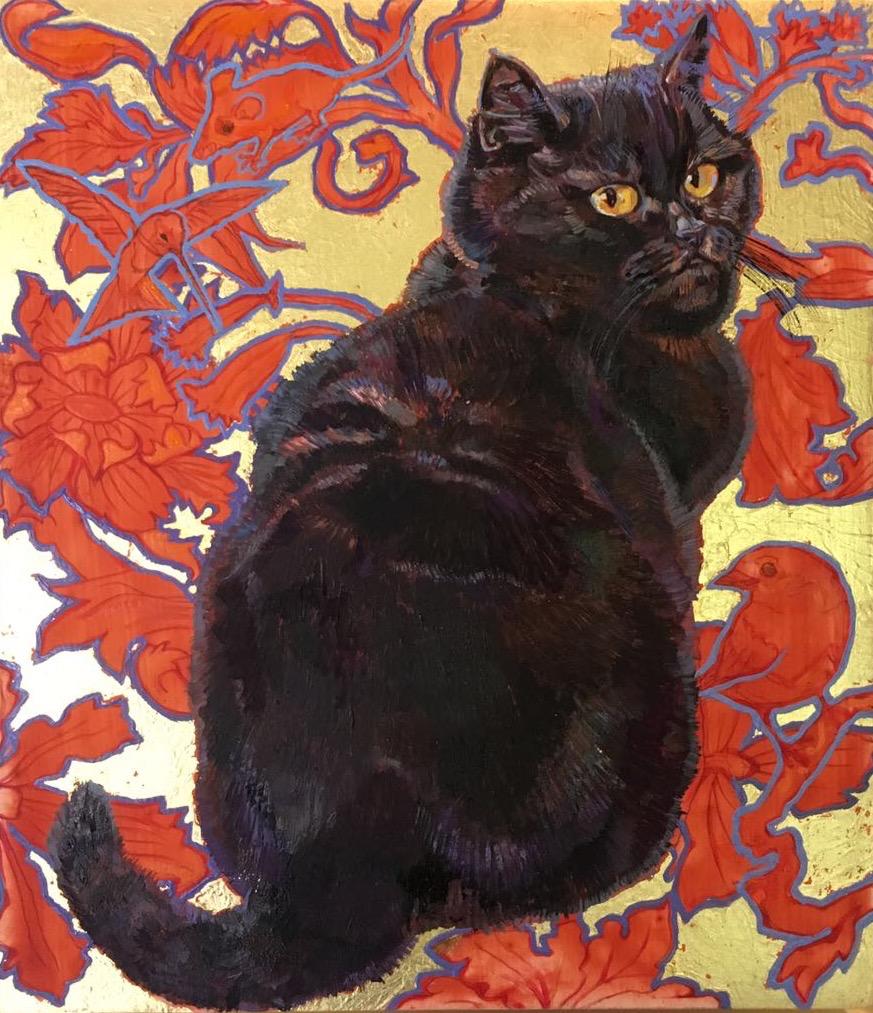 Babette. 14 x 17 cm. Oil and gold leaf on panel. Private collection